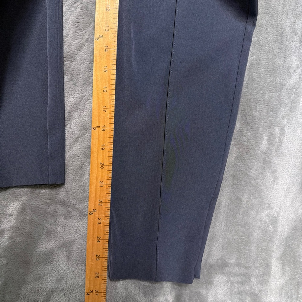St. John Tapered Leg Ankle Pants Womens 10 Blue Elastic Waist Side Zip Hem Slit - Picture 10 of 11